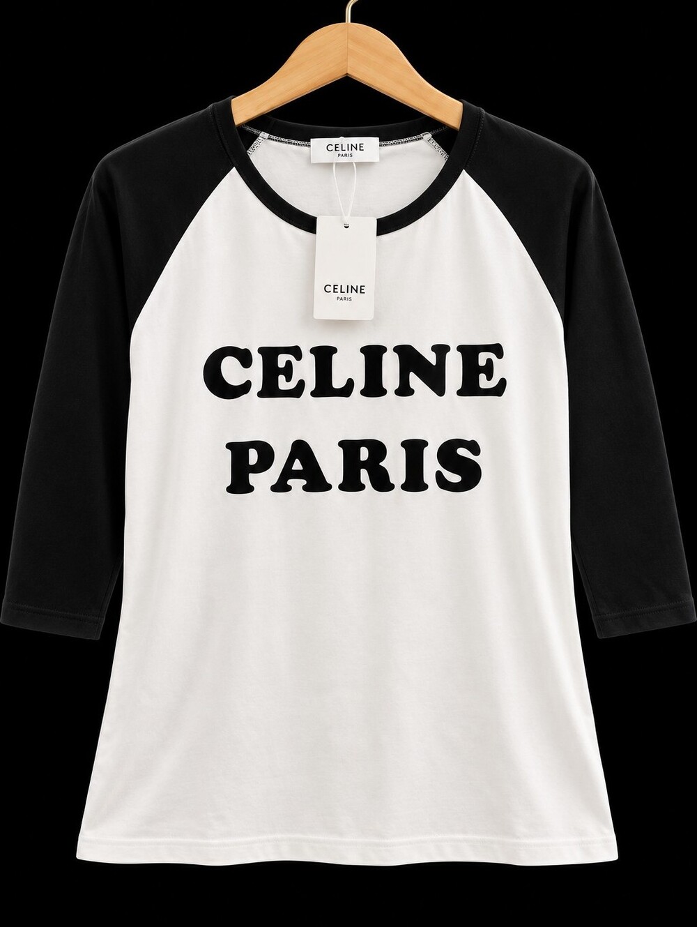 Celine Paris White & Black Logo Tee